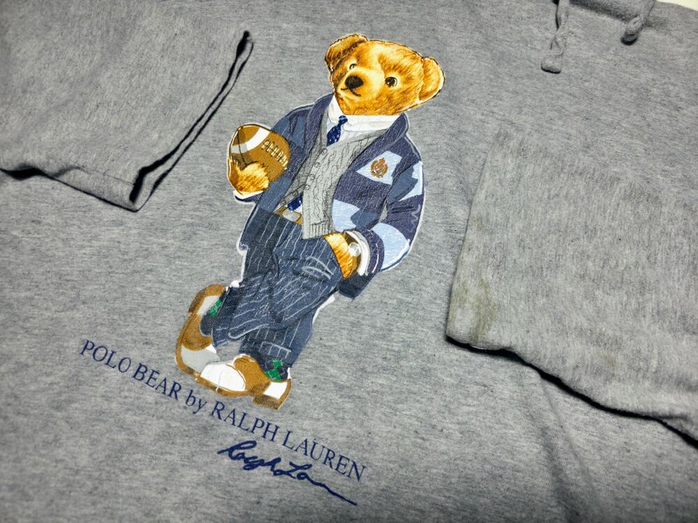 Polo Ralph Lauren Polo Bear Football Hoodie Men’s M Gray Long Sleeve